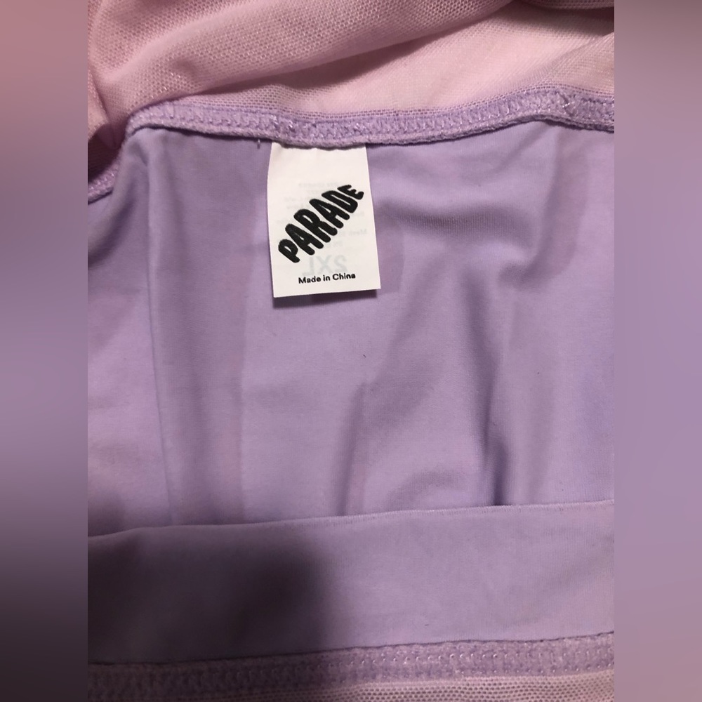 Parade lavender showoff tank bodysuit-silky and mesh fabric, 3X - Picture 3 of 8